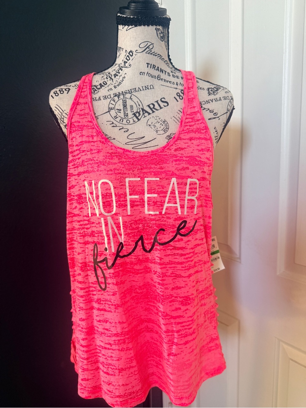 NWT Material Girl Neon Pink Graphic Racerback Tank Top